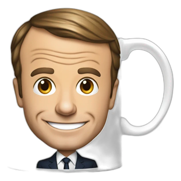 Emmanuel Macron dans uhehehrjfhfjne tasse de thé sticker