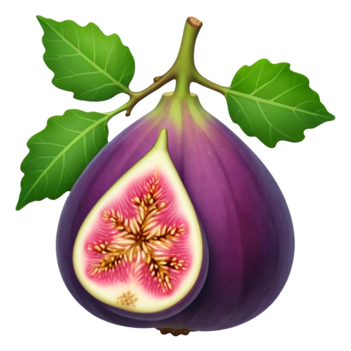 Please create a emoji of a cross-section of a fig with a small leaf sticker