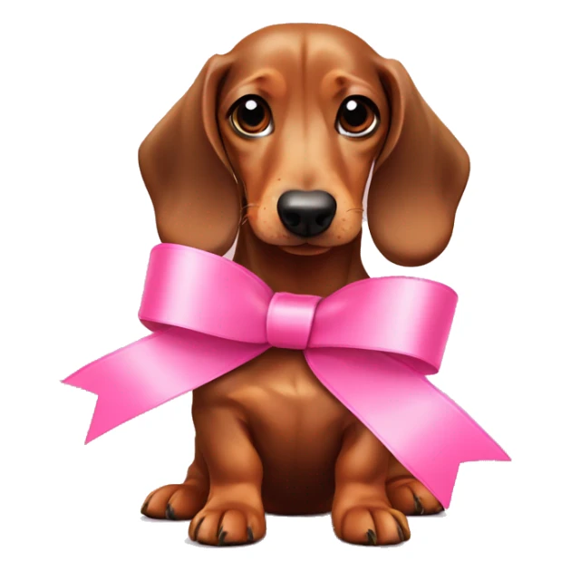 Cute pink ribbon on top of a dachshund  sticker