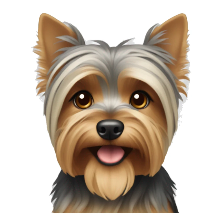 Yorkshire Terrier, beige-gray with brown eyes and rubber bands on his head  sticker