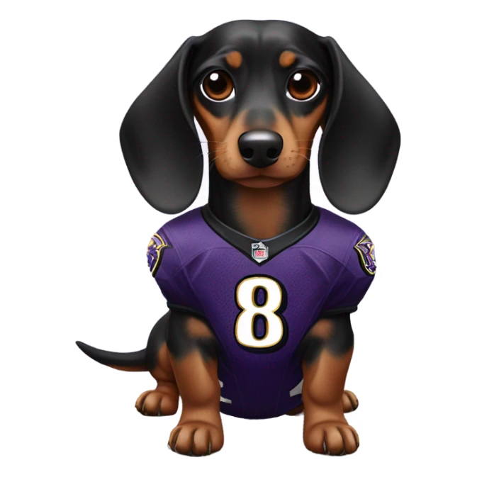 Weiner dog in a ravens jersey sticker