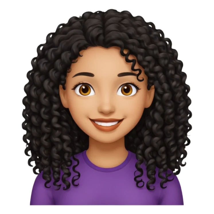 Mixed girl with long dark black curly hair  sticker