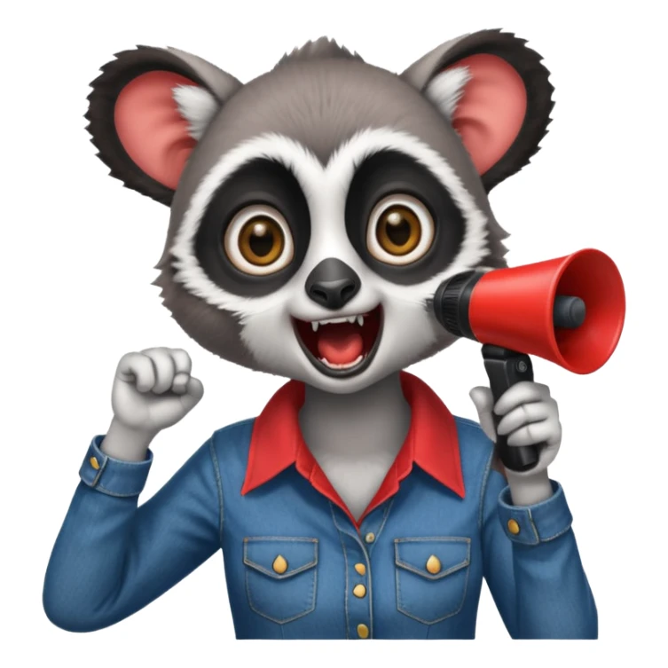 Girl lemur yelling into a megaphone wearing human woman clothes  sticker