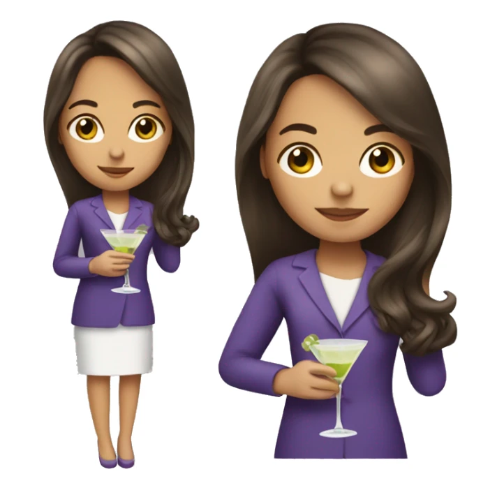 long hair brunette girl holding martini sticker