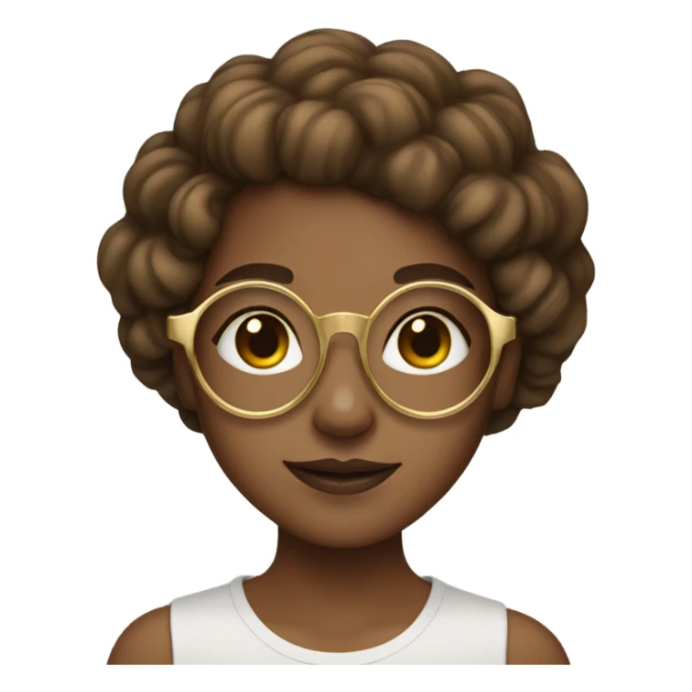 tan girl with gold circle glasses and wavy brown hair  sticker