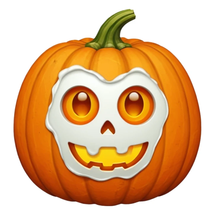 pumpkin with a small round hole in the side, the hole is oozing a thick white substance sticker