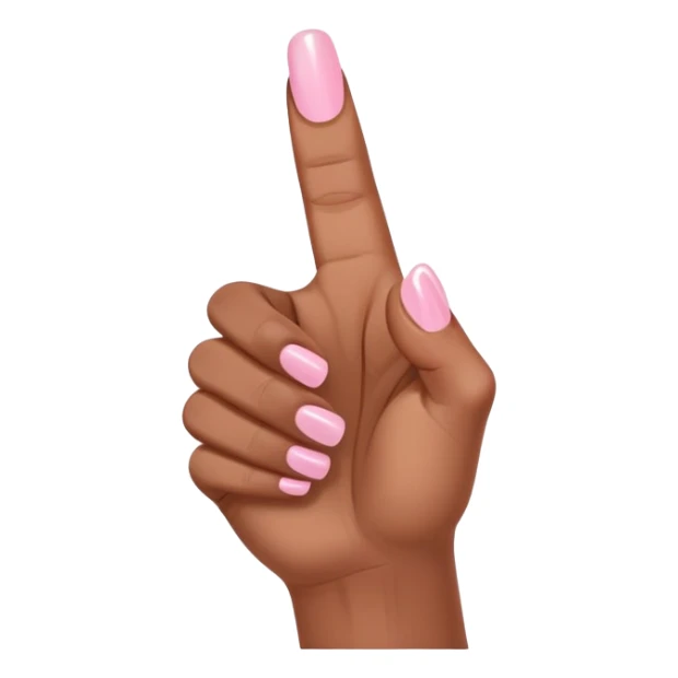 Medium brown skin hand showing thumbs up with light pink painted fingernail polish  sticker