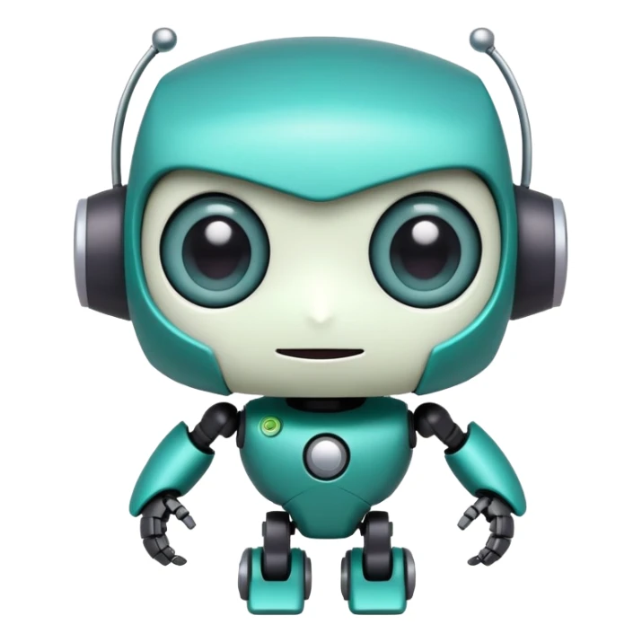 cute GIR robot from Invader Zim with big eyes, teal color, happy expression sticker