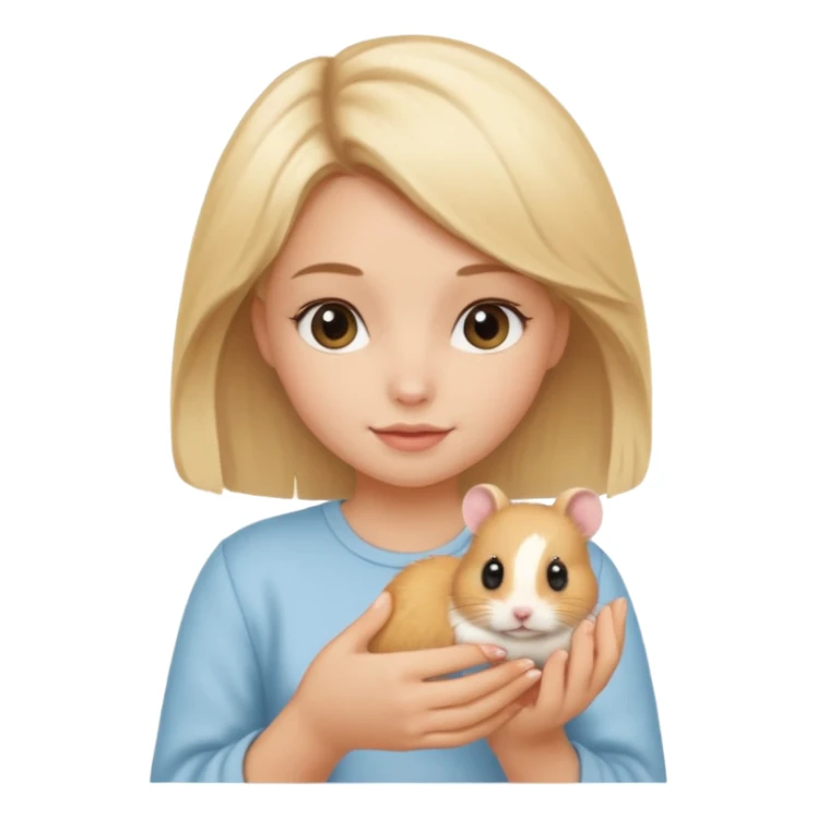A pretty blond girl holding a hamster sticker