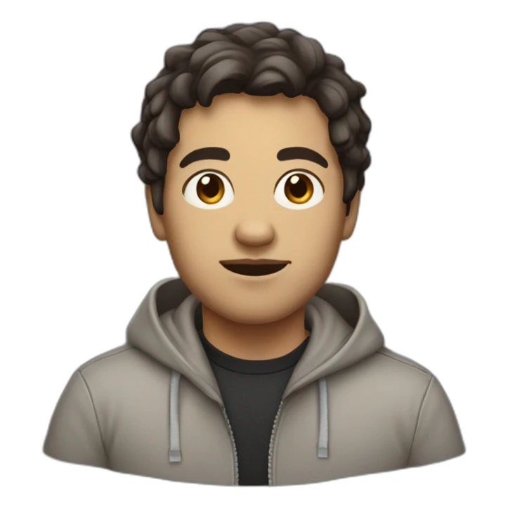 manager messy short dark brown hair in a hoodie sticker