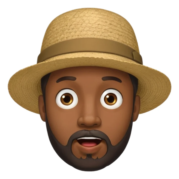 Black male, goatee beard, hat on, surprised facial expression sticker