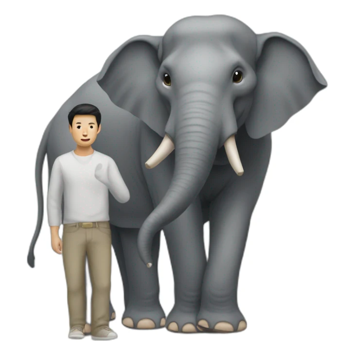 elephant with an asian man next to him sticker