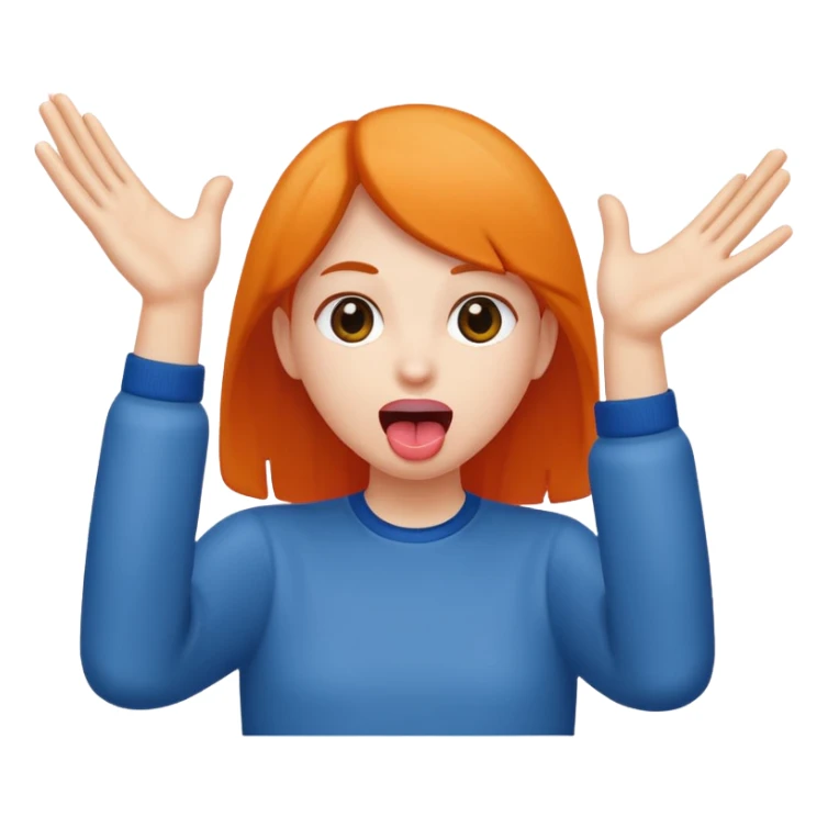 Face with tongue out, with hands up facing out sticker