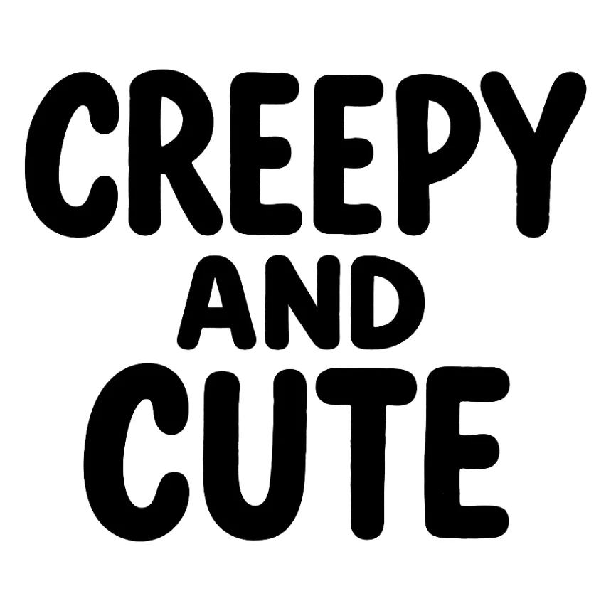 Creepy and cute text sticker
