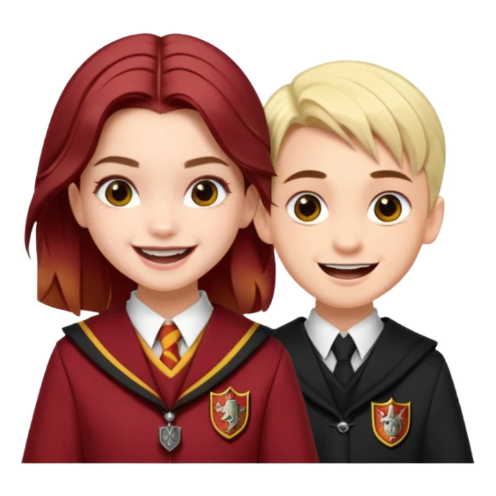 Barbara Palvin as a gryffindor laughing with Draco Malfoy sticker