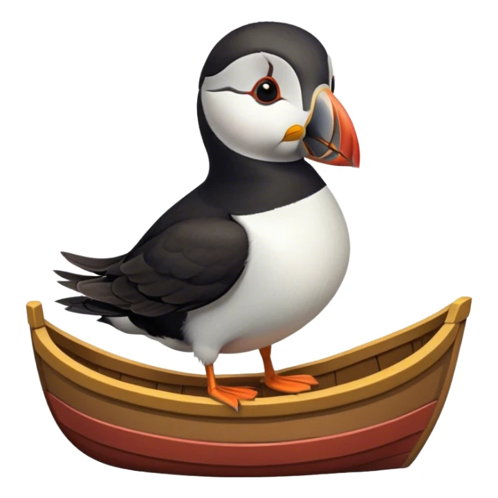 puffin with a waistcoat in a boat sticker