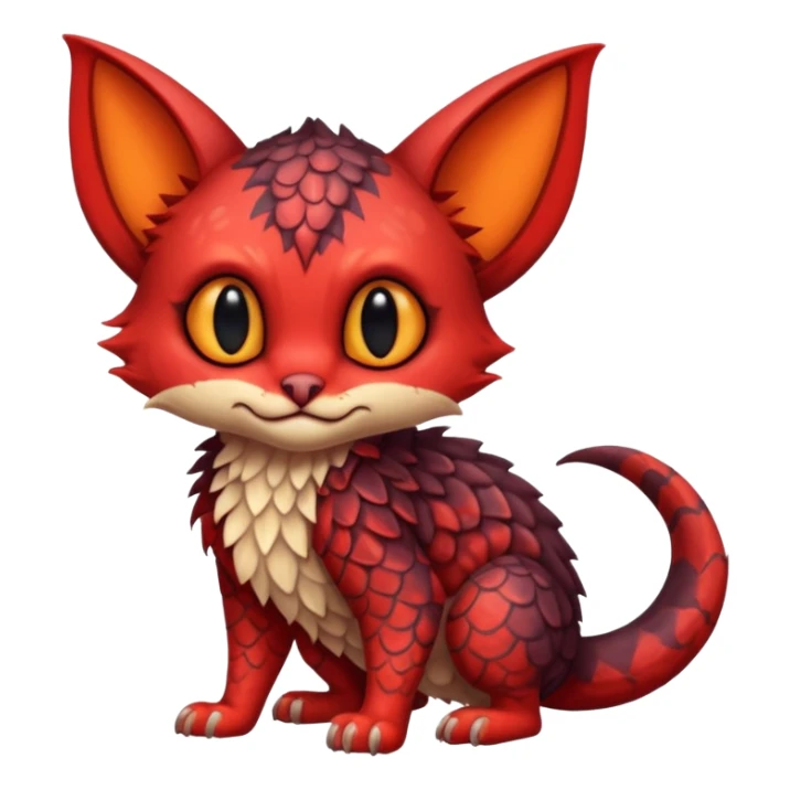 Shy cute with red markings, scaley scaly batty feline-like quadrupedal digitigrade furry feral Bastet-Noibat-Gatomon-Garchomp-Digimon-Fakémon-Pokémon-creature (full body) sticker