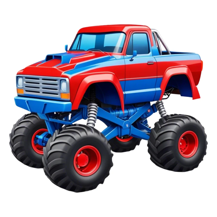 Avenger - Monster Jam (Model Year: 2021) (Iconic colour: Blue and red) - A dynamic monster truck with a split-color scheme: predominantly blue accented by bold red elements. Focus on strong, angular lines and vivid contrasting colors that evoke high energy and a futuristic, rebellious style. sticker