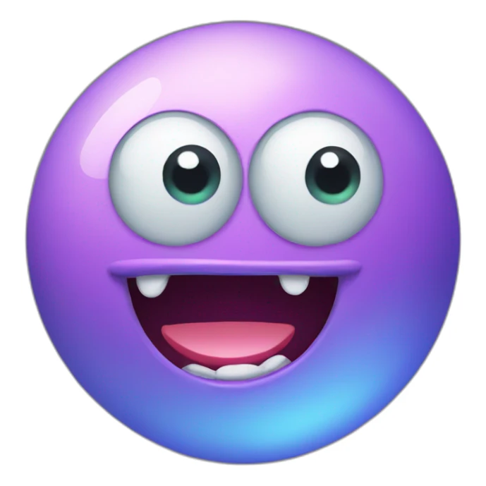 3d sphere with a cartoon Slime skin texture with big kind eyes sticker