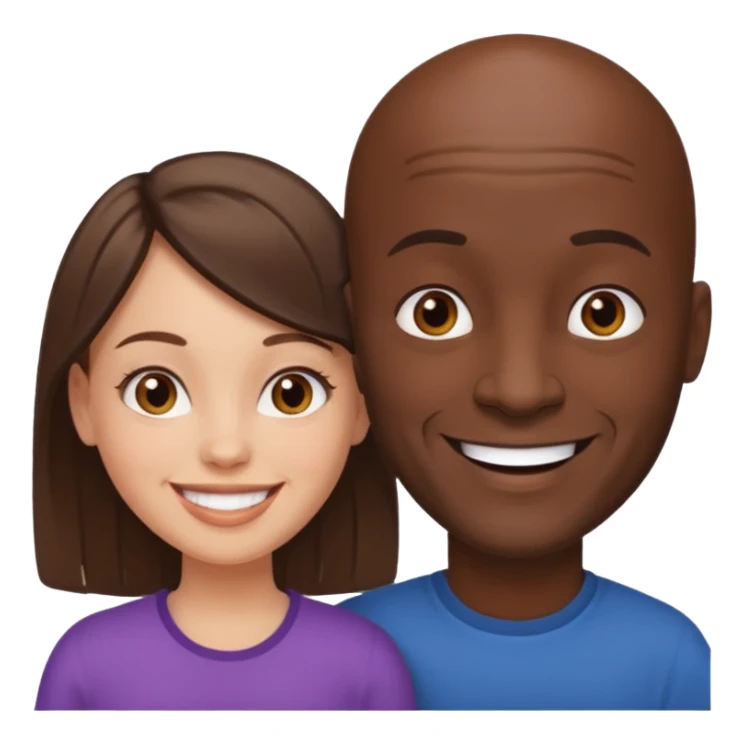 Black bald guy white girl brown hair sticker