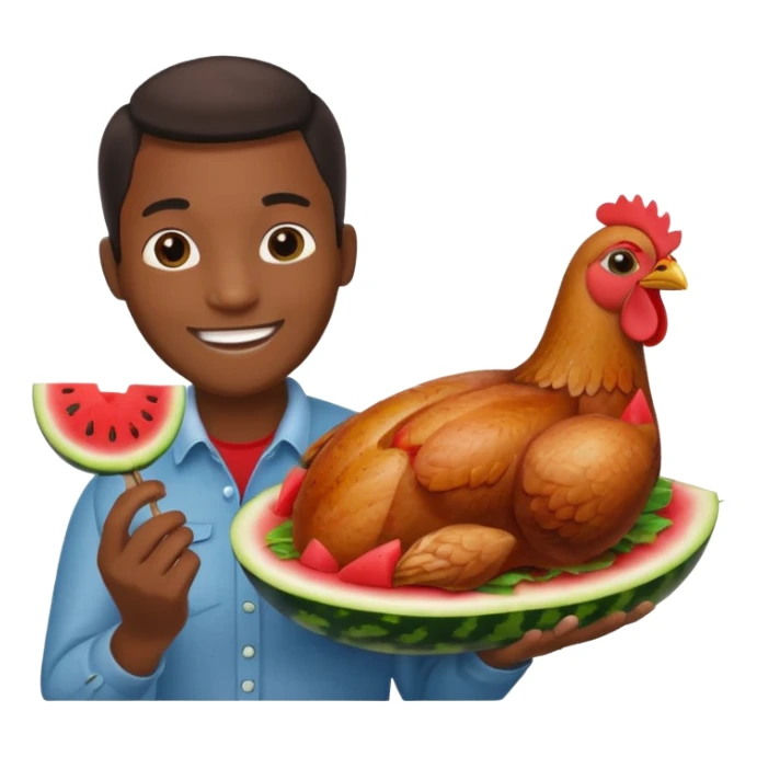 Black person with chicken and watermelon sticker