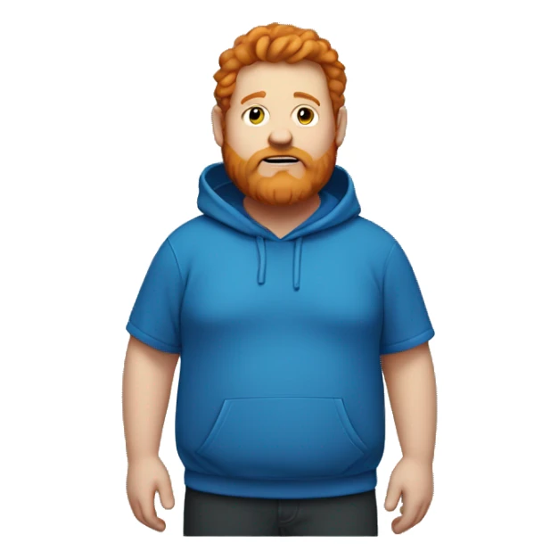 Fat guy wearing a blue hoodie and has ginger hair and beard sticker