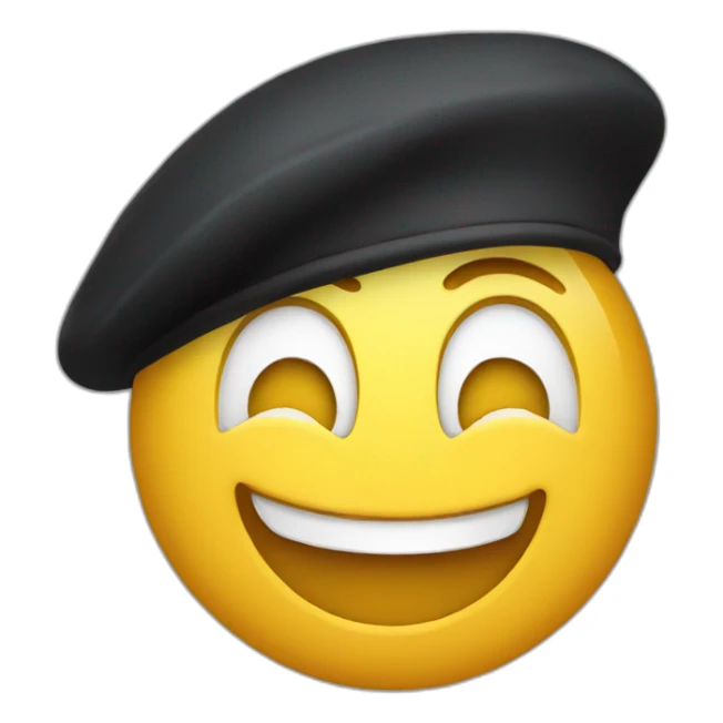 Laughing emoji with black beret sticker