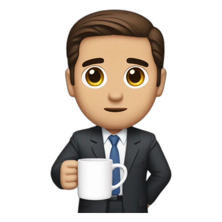 Michael Scott holding up a “Worlds Worst Boss” mug sticker