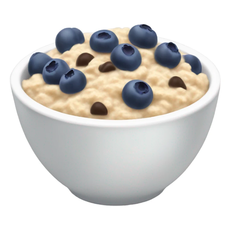 oatmeal in a bowl topped with blueberries and dark chocolate sticker
