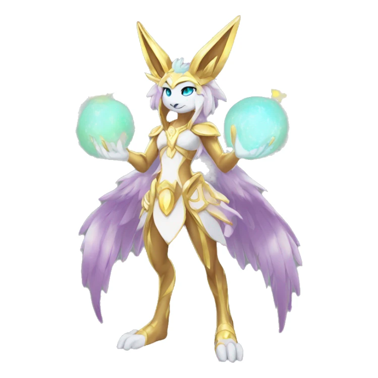 Anthro Sona Colorful Shiny Godly Celestial Shiny Fakemon Full Body sticker