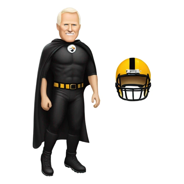 Terry Bradshaw Pittsburgh Steelers player in helmet and uniform with black cape. sticker