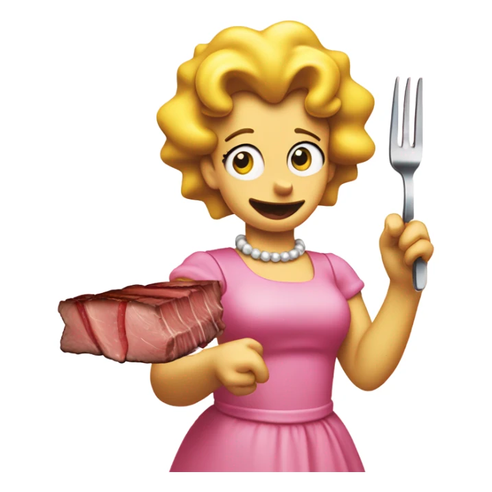 Lisa Simpson wearing a pink dress eating steak  sticker