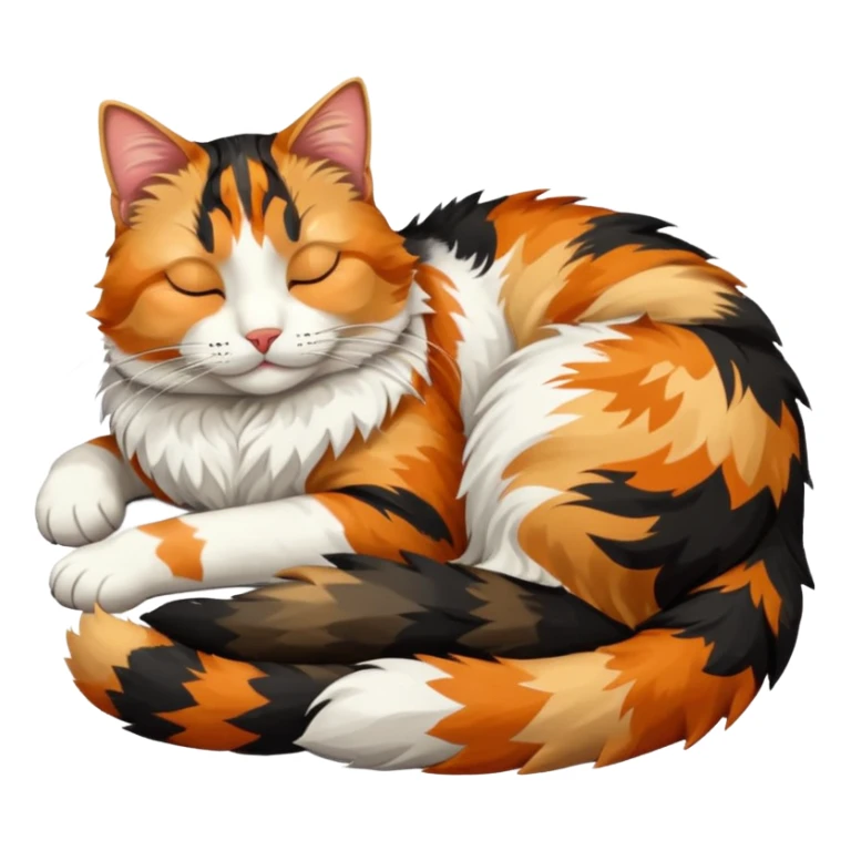 full body colourful light patched calico tabby cat sleeping sticker