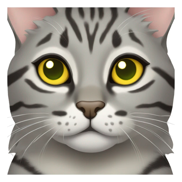 Face of a grey Bengal cat with puffy cheeks and yellow/green eyes  sticker