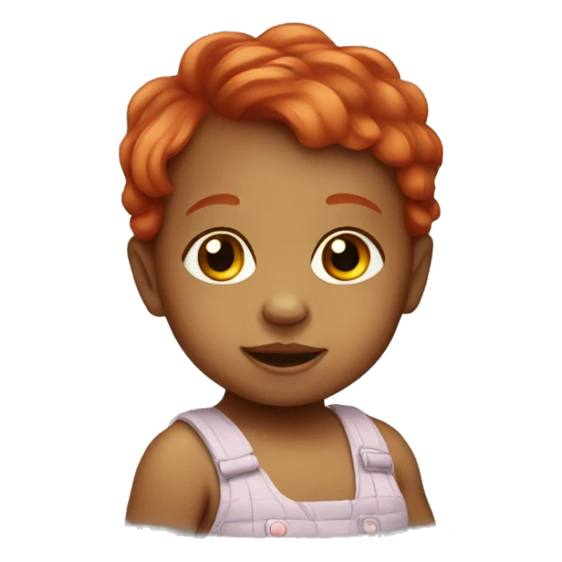 a baby with a red hair sticker