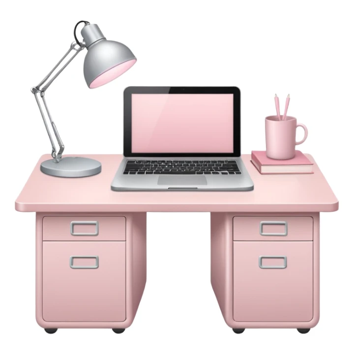 Pale Pink  Big office Workstation desk-Light Pale Pink book-Light Pale Pink wide desk lamp-Light Pale Pink one lap top sticker