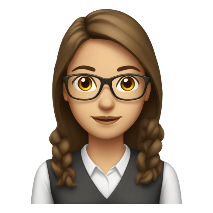 teacher glasses female brown long hair sticker