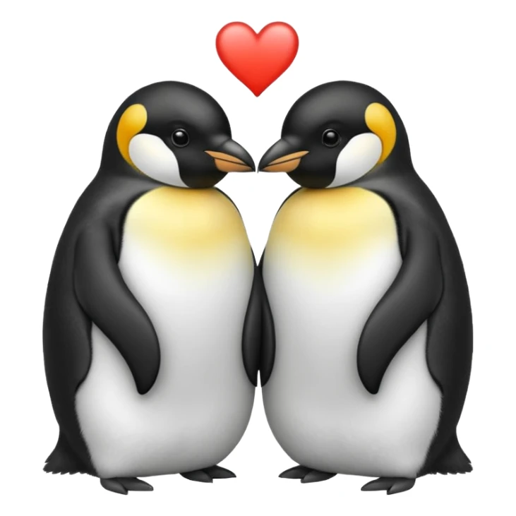 2 emperor penguins facing each other making a heart sticker