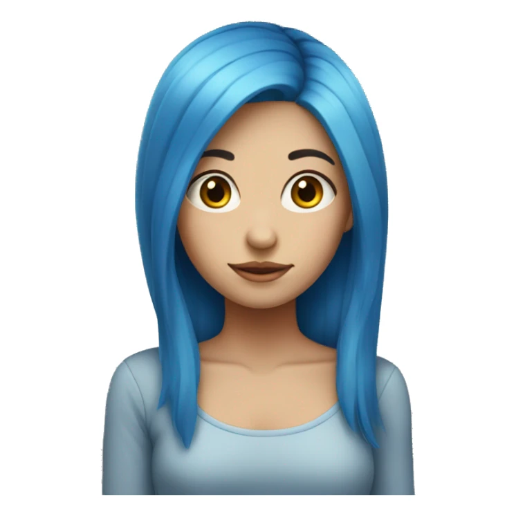 blue hair girl, without face sticker