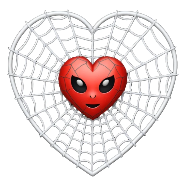 An heart emoji made up of SPIDER web without SPIDER sticker
