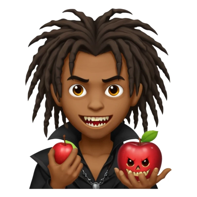 Brown skin Boy, vampire, messy dreadlocks, fangs, emo, Apple emoji sticker