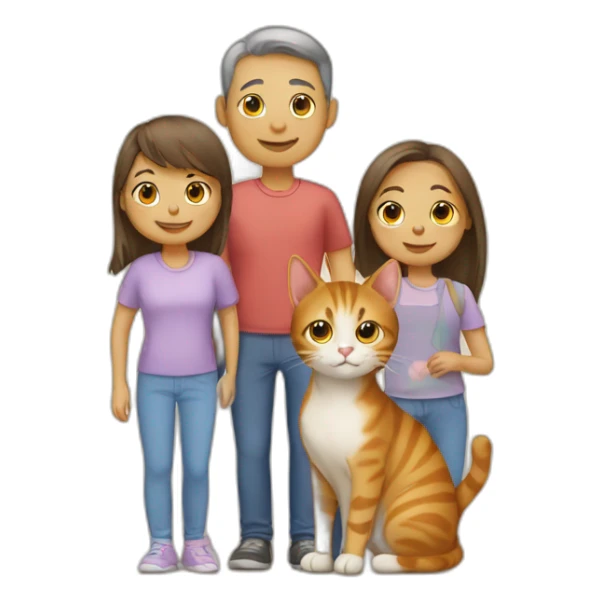 Cat with human’s family sticker