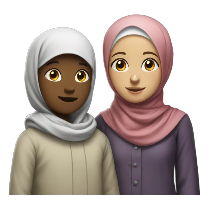 night scene with tall boy and little hijabi outdoors sticker