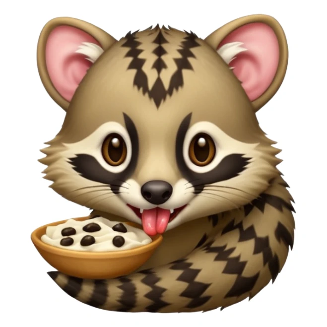 civet emoji with enjoying food with long tongue sticker