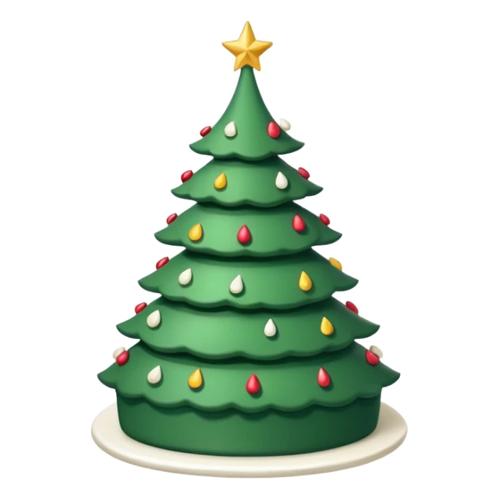 flat cake that looks like christmas tree, it is whole layered with white cream and has sharp corners sticker