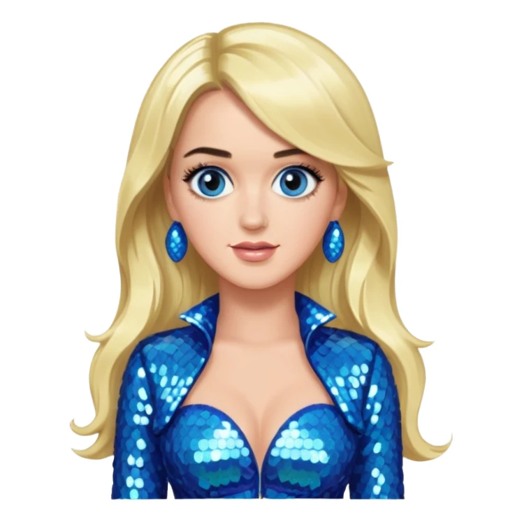 Katy Perry with long blonde hair, blue sequin outfit sticker