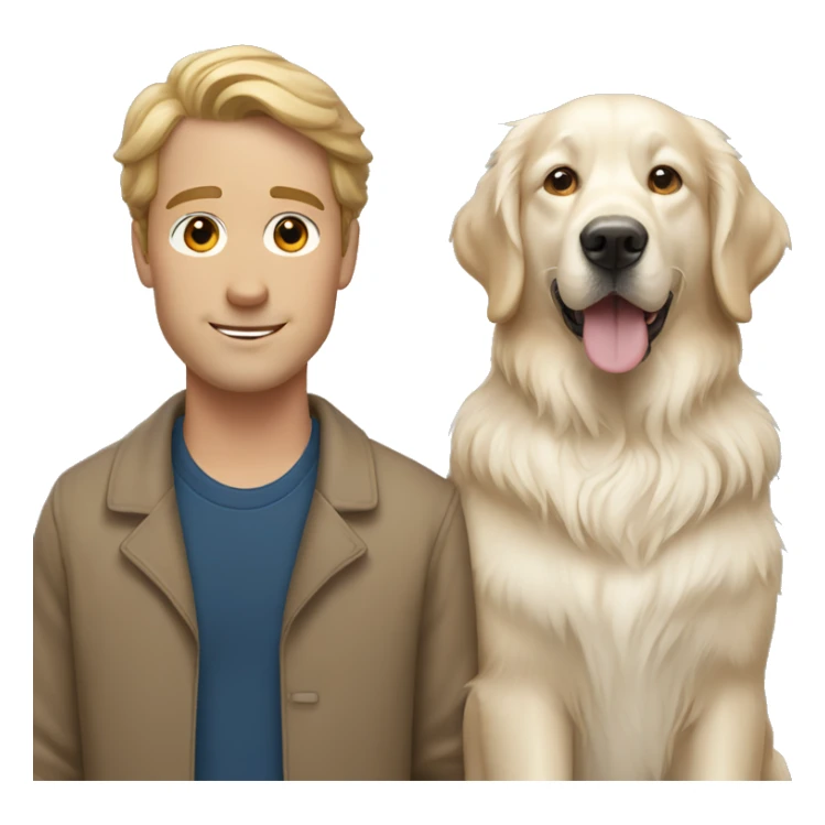 Two white man with brown hair with white golden retriever  sticker