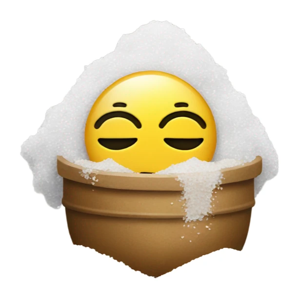 Smiley emoji and a pile of salt under sticker