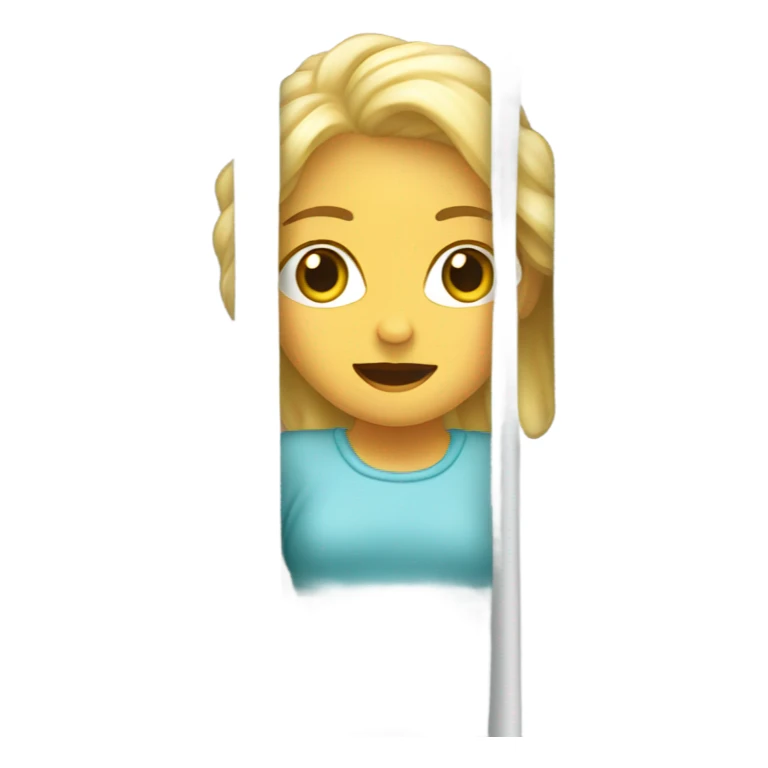 blonde woman peeking out behind shower curtain sticker