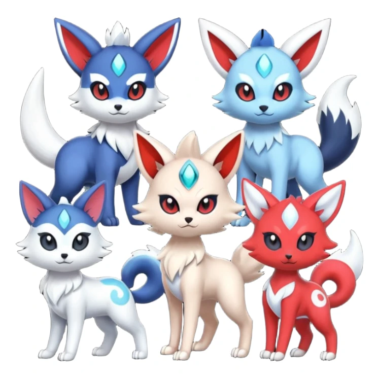 Zangoose-Meloetta-Zorua-Meowstic-Absol-fusion sticker